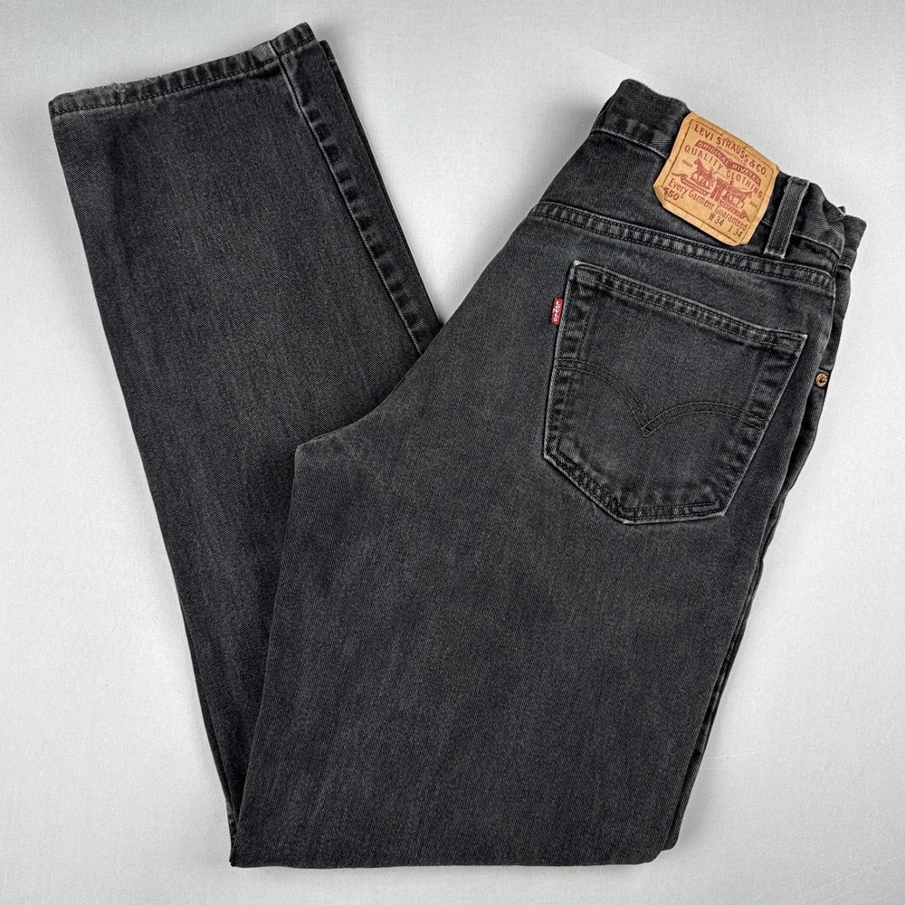 Levis 550 Black Jeans Mens Vintage Y2K Relaxed Fit 34x34 Actual 32x33.5